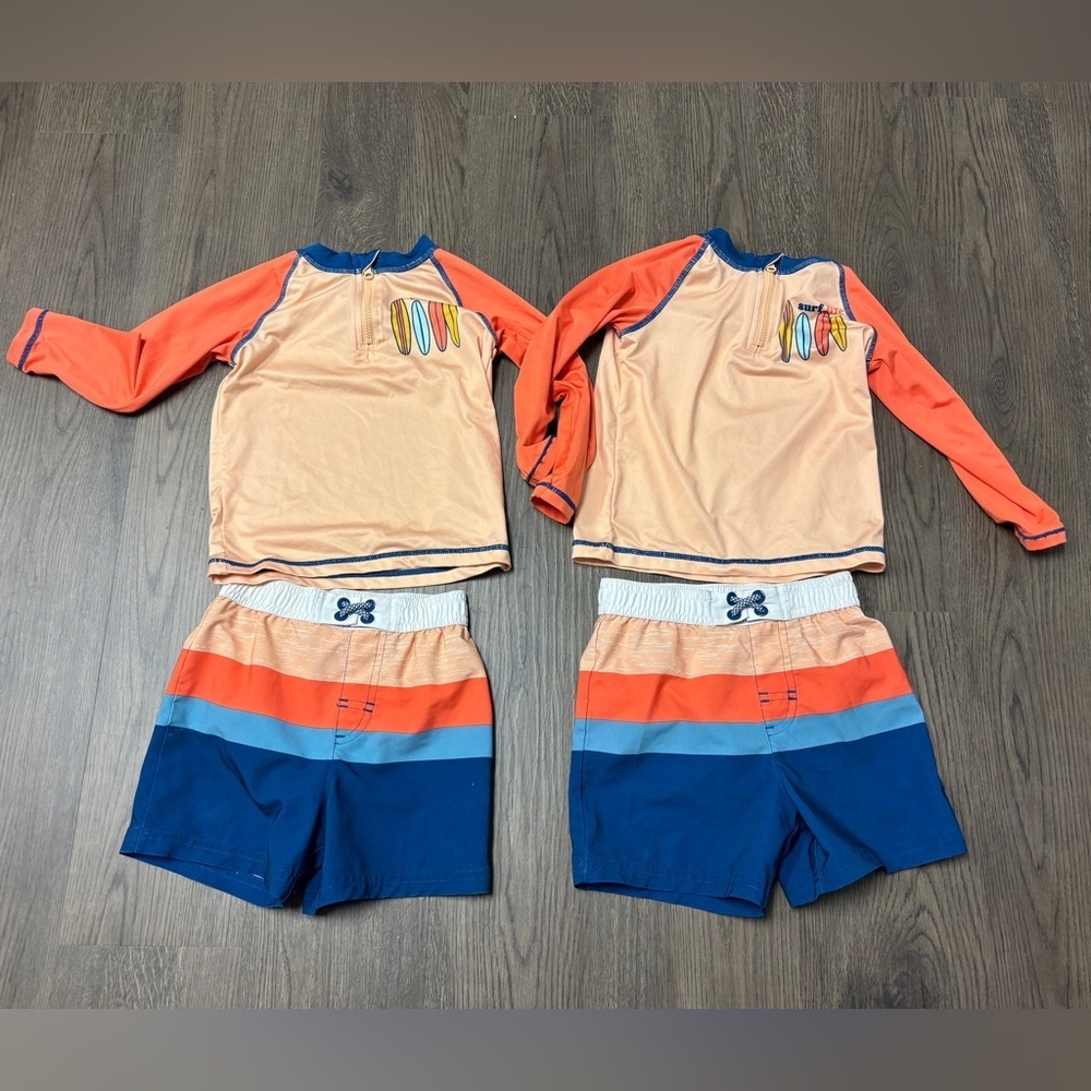 Two x2T Wonder Nation Orange&Blue Rashguard Swim Set. Exclnt cdt. 15% off w2+bdl